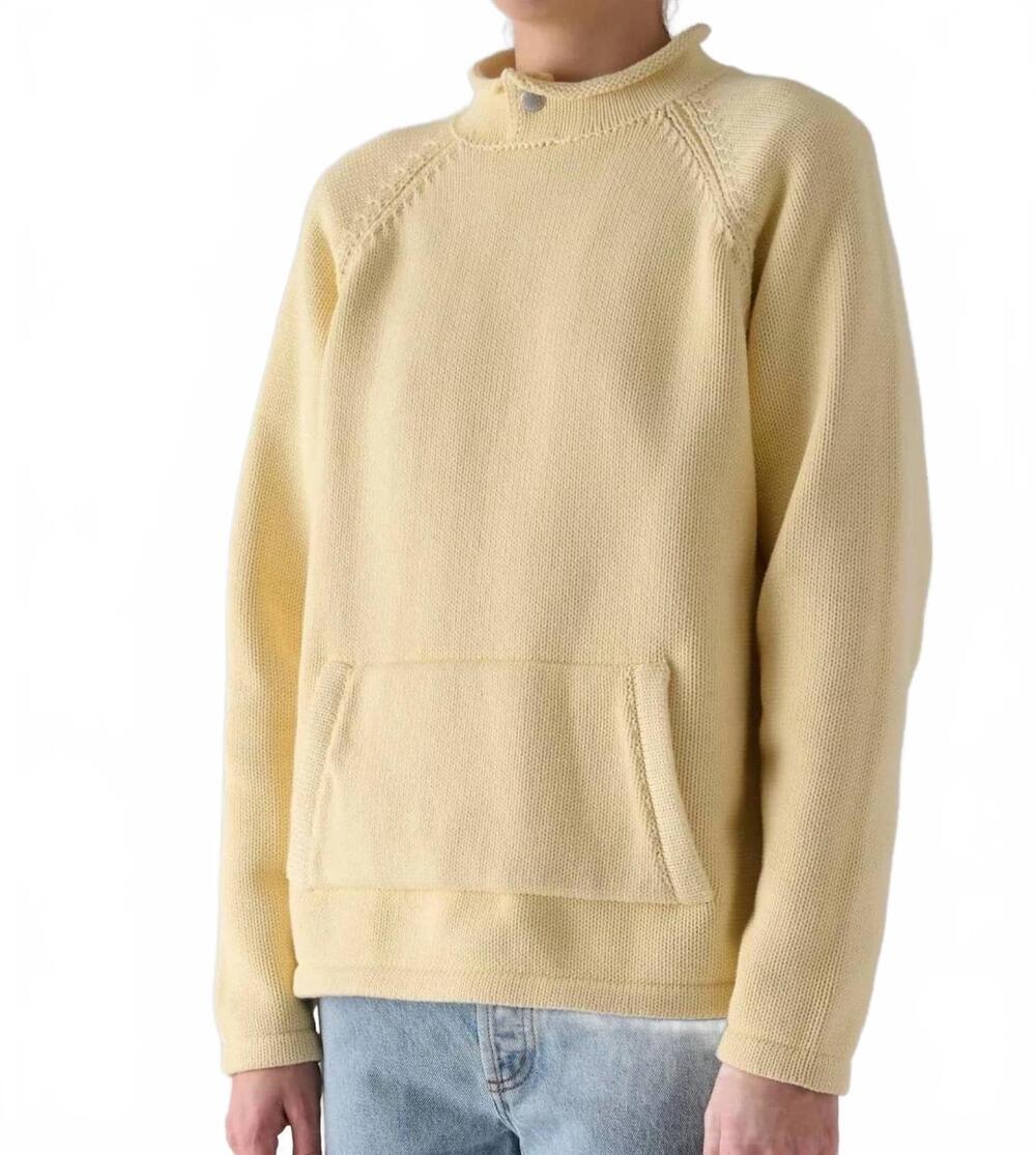 NEW STILL HERE snap collar sweater in butter